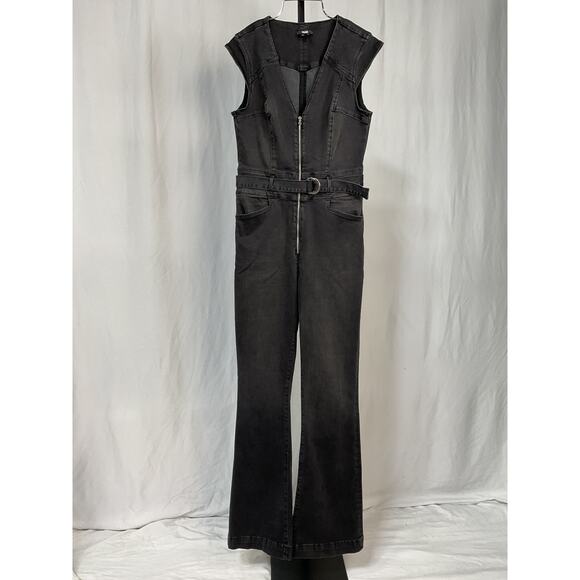 Paige 'Laurel Canyon' Black Cotton Jumpsuit Size 10 - Picture 2 of 5